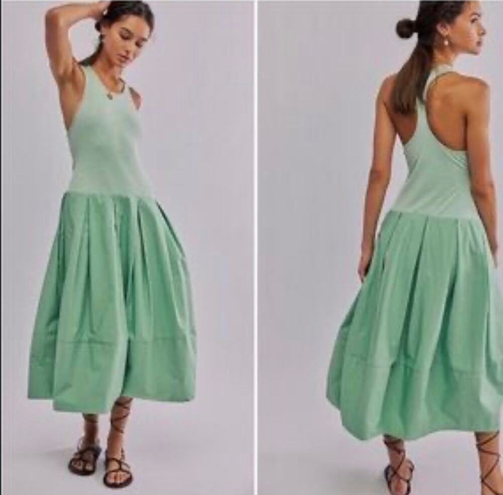 Free People Drops of Venus Mint Green Midi Dress Size Medium